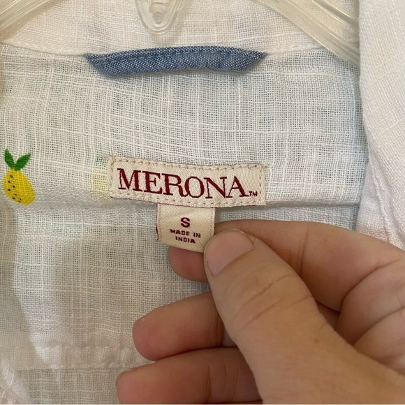 Merona Lemon Blouse Gauzy Slightly Sheer Cotton Sz Small - Picture 2 of 9